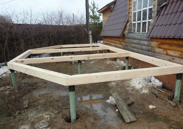 Свайный с обвязкой для пристройки